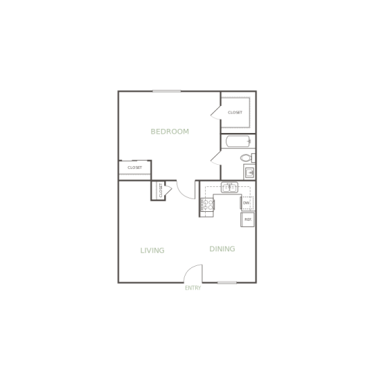 the floor plan for a two bedroom apartment at The Las Ventanas